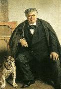 Michael Ancher, carl locher med sin hund tiger